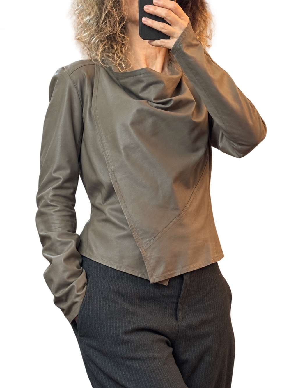 Lamarque Taupe Leather Jacket